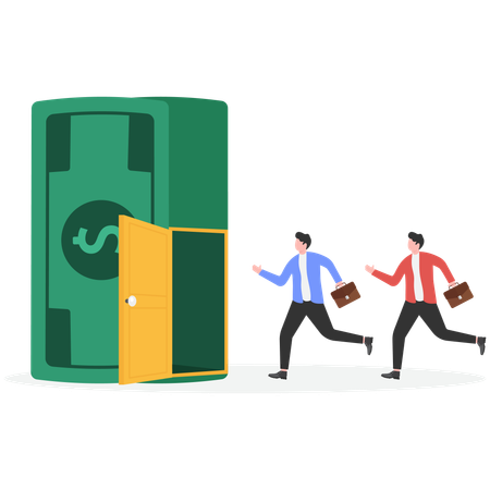 Businessman getting into money  Illustration