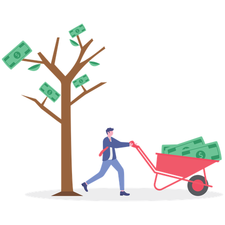 Businessman getting investment profit  Illustration