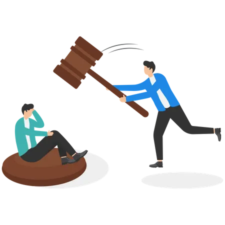 Businessman Hold A Big Gavel For Justice And The Others Plead Design Vector Illustration Illustration