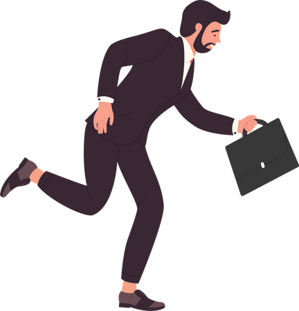 Businessman getting late for office  Illustration
