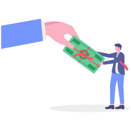 Businessman getting monetory reward  Illustration