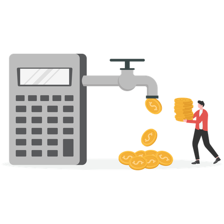 Businessman getting money from  Illustration