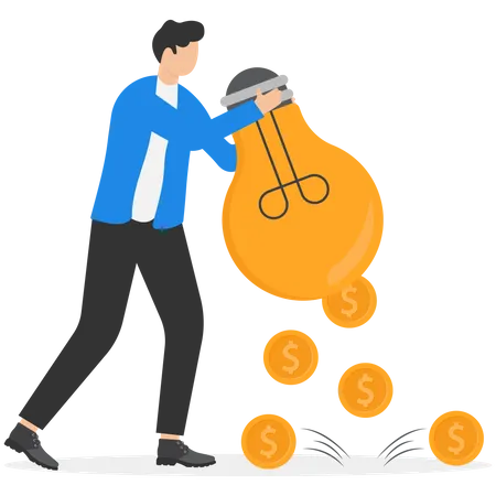 Businessman getting money idea  Illustration