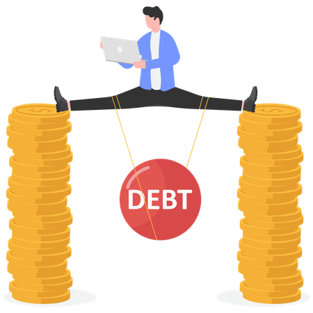 Businessman getting more and more debt  Illustration