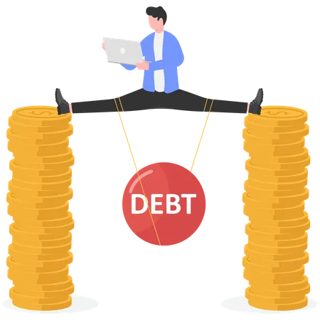 Businessman getting more and more debt  Illustration