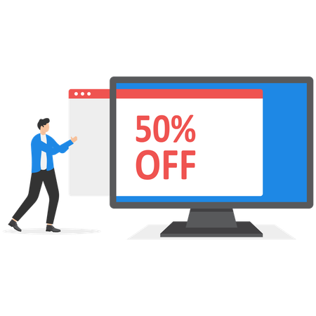 Businessman getting online discount  Illustration