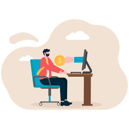 Businessman getting online job rejection  Illustration