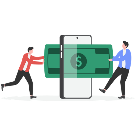 Businessman getting online money  Illustration