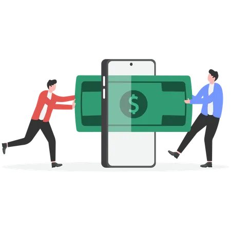 Businessman getting online money  Illustration
