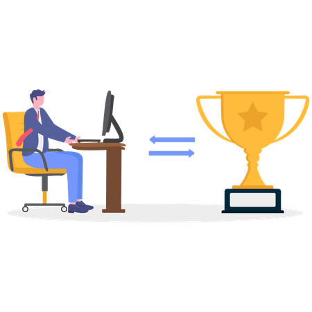 Businessman getting online reward  Illustration