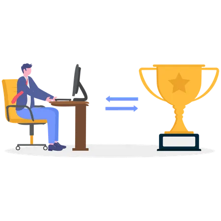 Businessman getting online reward  Illustration