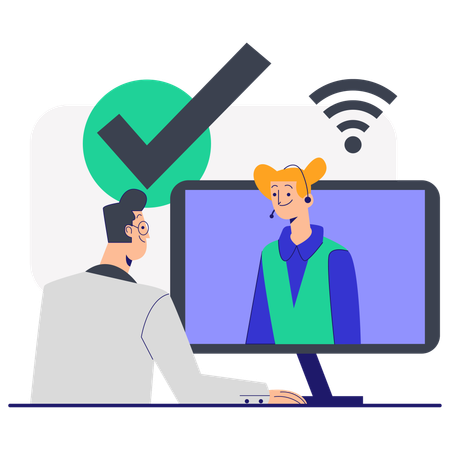 Businessman getting online tech support  Illustration