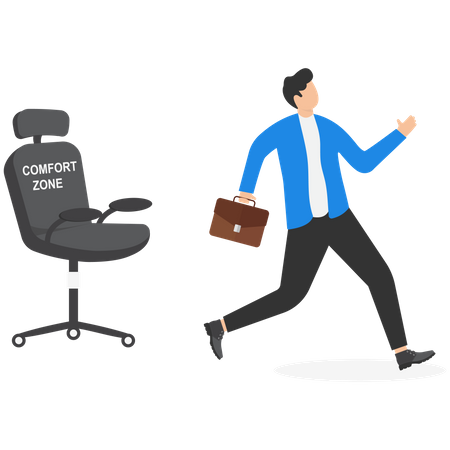 Businessman getting out of comfort zone  イラスト