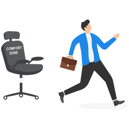 Businessman Running Out Of The Comfort Zone To Success Illustration