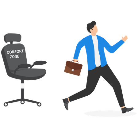 Businessman getting out of comfort zone  Illustration