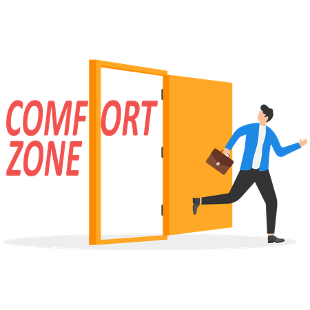 Businessman getting out of comfort zone  Illustration