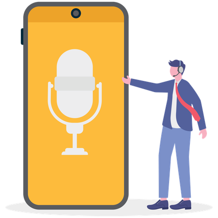 Businessman getting podcast popularity  Illustration
