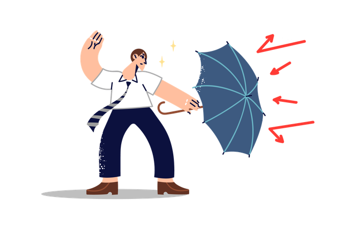 Businessman getting protection using umbrella  Illustration