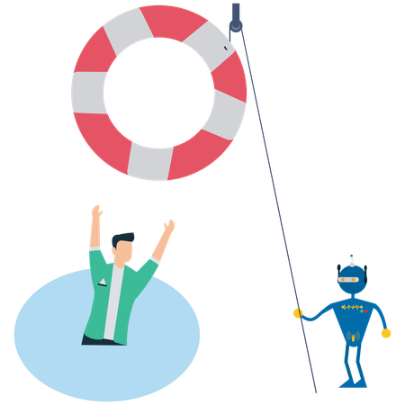 Businessman getting Rescued from Financial Crisis  Illustration