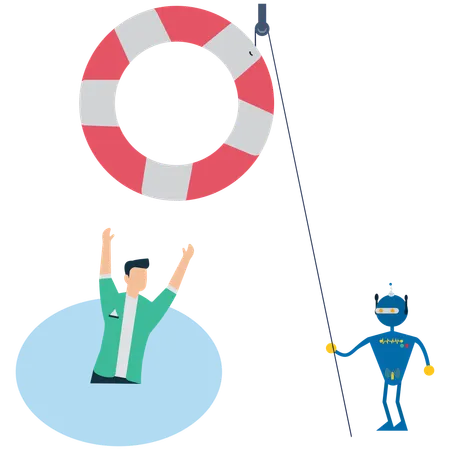 Businessman getting Rescued from Financial Crisis  Illustration