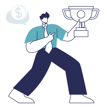 Businessman getting Reward Achievement  Illustration