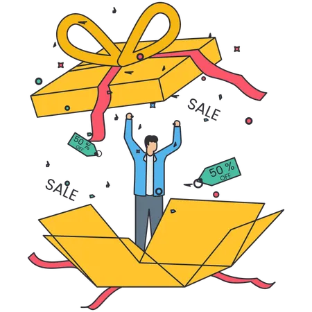 Businessman getting reward program  Illustration