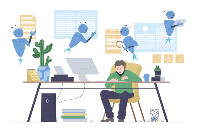 Businessman getting robot assistant  Illustration