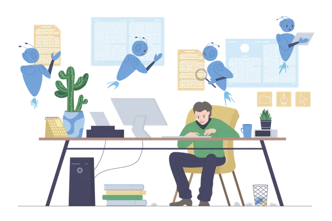 Businessman getting robot assistant  Illustration