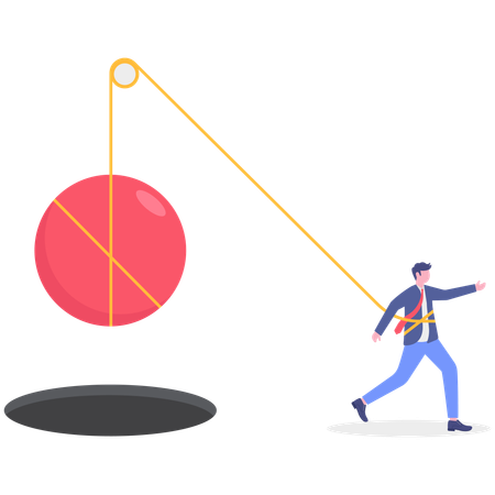 Businessman getting rope punishment  Illustration