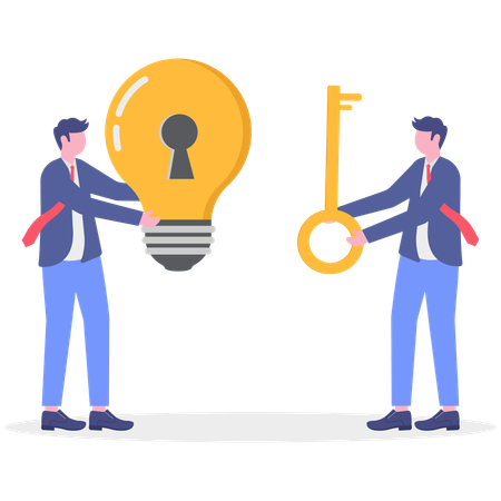 Businessman getting secret key idea  Illustration