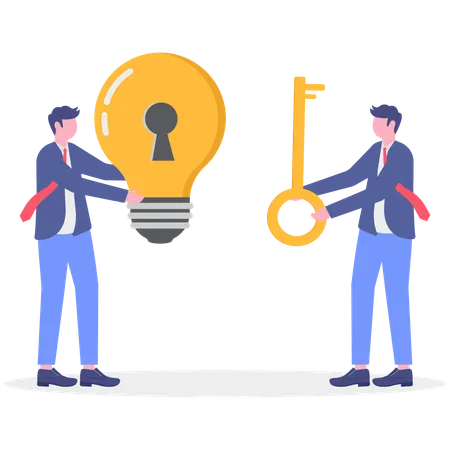 Businessman getting secret key idea  Illustration