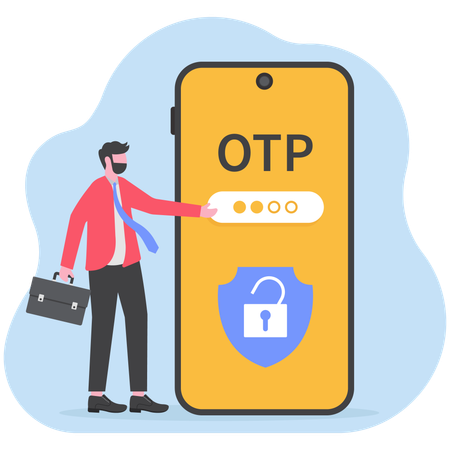 Businessman getting secure verification  Illustration