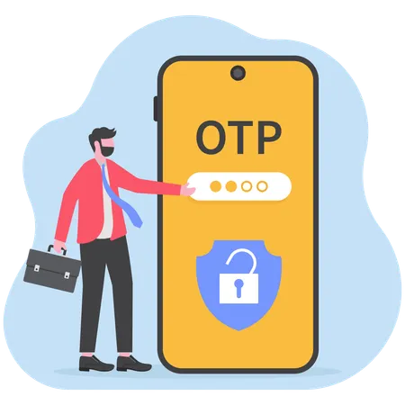Businessman getting secure verification  Illustration