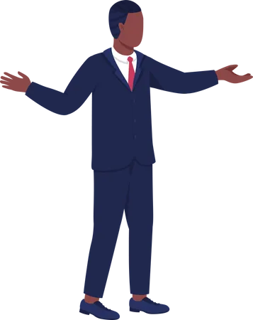 Business Man Semi Flat Color Vector Character Posing Figure Full Body Person On White Executive Manager Isolated Modern Cartoon Style Illustration For Graphic Design And Animation Illustration
