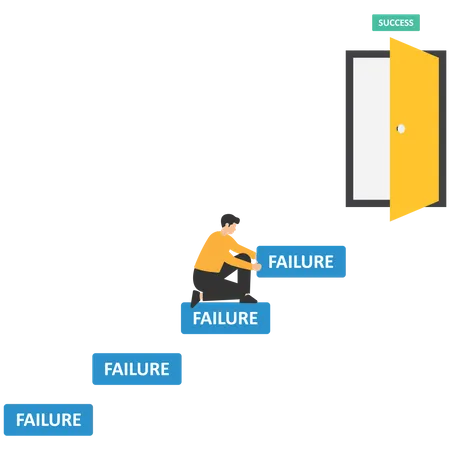 Businessman getting success after failure  Illustration