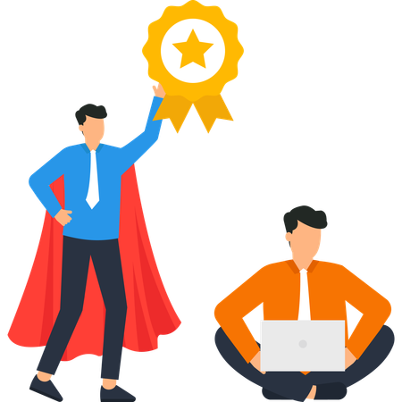 Businessman getting success badge  Illustration