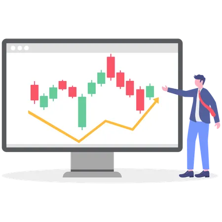 Businessman getting success in online trading  Illustration