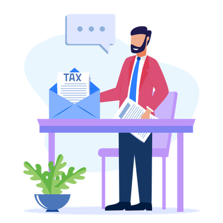 Businessman getting tax report  Illustration