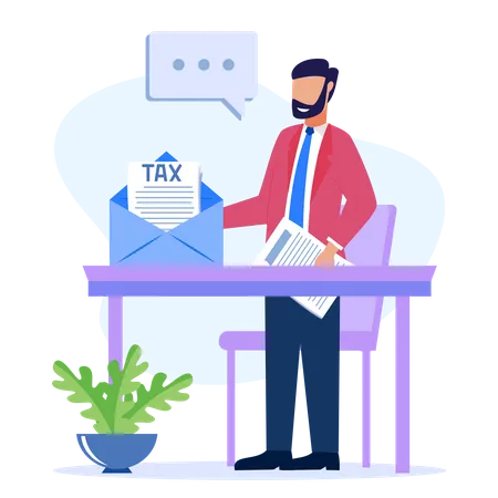 Businessman getting tax report  Illustration