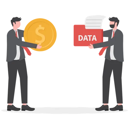 Businessman gives confidential protected data exchange for money  Illustration