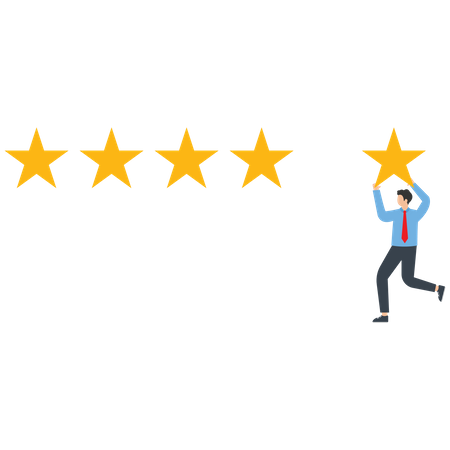 Businessman gives five-star reviews  Illustration