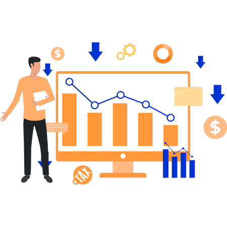 Businessman gives presentation on financial loss  Illustration