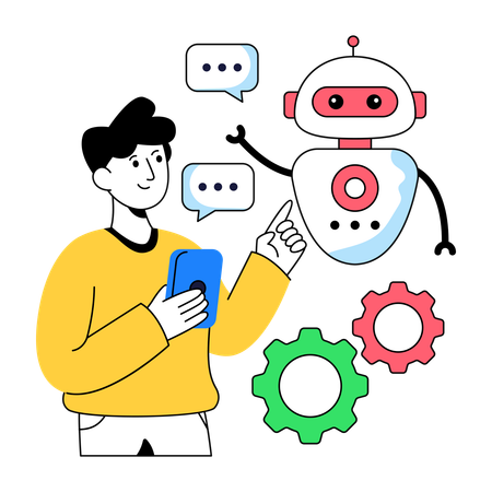 Businessman gives Robot Assistant  Illustration