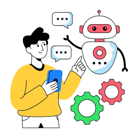 Businessman gives Robot Assistant  Illustration