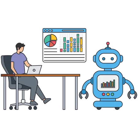 Businessman giving ai presentation  Illustration