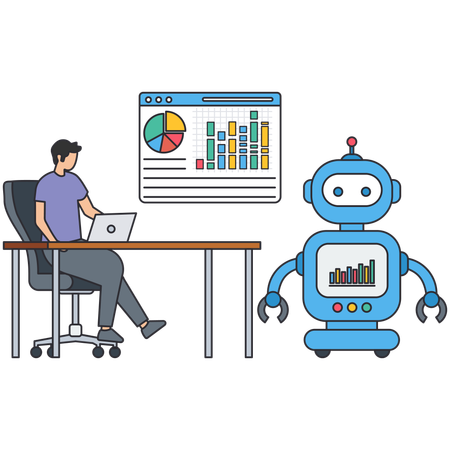Businessman giving ai presentation  Illustration