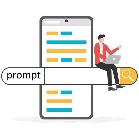 Businessman giving ai prompt  Illustration