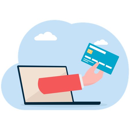 Businessman giving away credit card information  Illustration