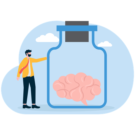 Businessman giving brain freedom  Illustration