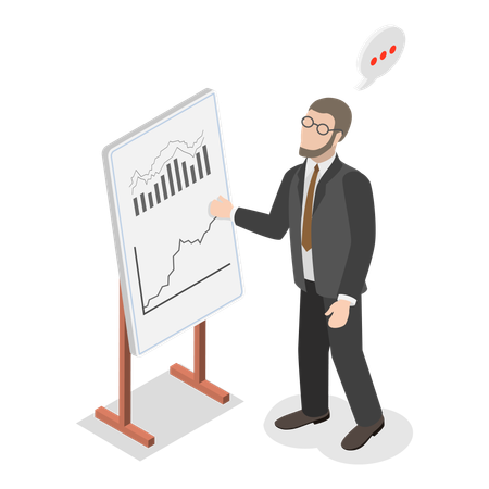 Businessman giving business presentation  Illustration